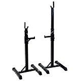 Set of 2 Adjustable Standard Solid Steel Squat Stands Gym Barbell Rack Free Bench Press Stands