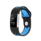 Fitbit Charge 2 Band, Hanlesi Silica gel Soft Silicone Adjustable Fashion Replacement Sport Strap Band for Fitbit Charge 2 Smartwatch Heart Rate Fitness Wristband (Blue, 5.1-6.9inch)