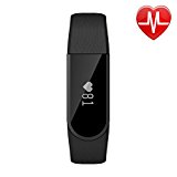 LETSCOM Fitness Tracker Watch, Bluetooth 4.0 Heart Rate Monitor Bracelet, IP67 Waterproof Touch Screen Smart Bands with Activity Tracker for iPhone Android Smartphone Black