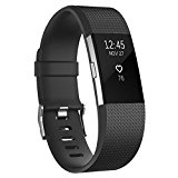 Fitbit Charge 2 Bands, AK Classic Edition Adjustable Comfortable Replacement Wristbands for Fitbit Charge 2 Heart Rate [No Tracker] (Black, Large)
