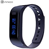 InnKoo U1 Waterproof Fitness Tracker Pedometer Watch Band Calories Counter Smart Sports Bracelet Wristband Activity and Sleep Monitor, Bluetooth Sync Anti-lost Long-time Standby (Black)