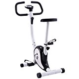 Goplus Upright Exercise Bike Stationary Cycling Fitness Cardio Aerobic Equipment (White + Black)