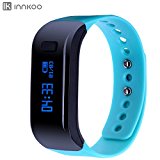 InnKoo U1 Waterproof Fitness Tracker Pedometer Watch Band Calories Counter Smart Sports Bracelet Wristband Activity and Sleep Monitor, Bluetooth Sync Anti-lost Long-time Standby (Blue)