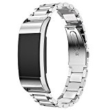Fitbit Charge 2 Wrist Band,Ztotop Stainless Steel Metal Replacement Smart Watch Band Bracelet with Double Button Folding Clasp for Fitbit Charge 2 (Silver)
