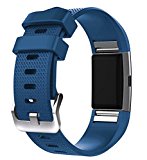 HWHMH Adjustable Replacement Sport Strap Band for Fitbit Charge 2 Fitness Watch, Classic, 10 Colors (1PC Blue, Wrist 6.7″-9.0″)