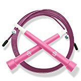 Plastic Fitness Jumprope with Adjustable 11 Foot Cable , Carrying Bag , Bonus 4K eBook and Replacement Parts – Pink