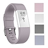 Charge 2 Elastomer Bracelet, Colors Sweat and Water Resistance Easy Cleaning Fitness Wristband, Fitbit Charge 2 Replacement Silicone Watchband Strap with A Surgical-Grade Stainless Steel Buckle