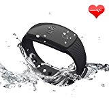 Fitness Tracker RIVERSONG Updated Version Waterproof Heart Rate Tracking Smart Bracelet Pedometer Activity Sleep Monitors Calorie Tracking Wristband for iPhone and Android Phones (Black5)