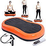 Orange Mini Crazy Fit Vibration Platform Massage Machine Fitness Gym Equipment with Resistance Band and Remote Control