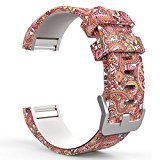 Fitbit Charge 2 Band, MoKo Soft Silicone Adjustable Replacement Sport Strap Band for 2016 Fitbit Charge 2 HR Heart Rate + Fitness Wristband, Wrist Length 5.70″-8.26″, Daisy Totem