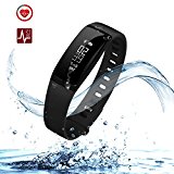 URBST Fitness Tracker,Wireless Smart Activity Trackers Wristband Blood Pressure Heart Rate Monitor Sport Bracelet Pedometer Watch-BLACK