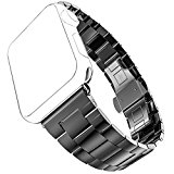 Apple Watch Band, No1seller Extreme Thin&Light Premium Stainless Steel Band Watchband Strap Bracelet with Butterfly Clasp for Apple Watch (Black, 42mm)