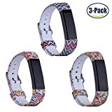 Fitbit Alta Bands, Konikit Soft Adjustable Replacement Band Accessory with Secure Watch Clasps for Fitbit Alta, Cute Patterns, Pack of 3 (Black+Yellow+Sky Blue)
