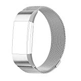 For Fitbit Charge 2 Bands, Milanese Loop Stainless Steel Bracelet Smart Watch Strap with Unique Magnet Lock for Fitbit Charge 2 Replacement Wristbands Large Small