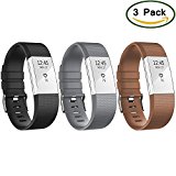 HWHMH Adjustable Replacement Sport Strap Band for Fitbit Charge 2 Fitness Watch, Classic, 12 Colors (01-3PCS: Black&Coffee&Grey, Wrist 5.5″- 8.1″)