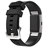 HWHMH Adjustable Replacement Sport Strap Band for Fitbit Charge 2 Fitness Watch, Classic, 12 Colors (1PC Black, Wrist 5.5″- 8.1″)