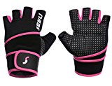 SEEU Womens Power Weightlifting Gloves with 17.5″ Wrist Wrap for WOD, Gym, Cross Training, Fitness Pink XL