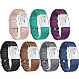 Fitbit Charge 2 Bands, New Bracelet Strap Replacement Band Wristband with Secure Silicone Fasteners Metal Clasps for Fitbit Charge 2 (No Tracker) (Style B: 7Pcs,001, 5.7 – 8.2 Inches wrist)