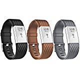 Fitbit Charge 2 Bands, New Bracelet Strap Replacement Band Wristband with Secure Silicone Fasteners Metal Clasps for Fitbit Charge 2 (No Tracker) (Style B: 3Pcs,001, 5.7 – 8.2 Inches wrist)