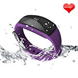RIVERSONG Fitness Tracker Updated Version Waterproof Heart Rate Tracking Smart Bracelet Pedometer Activity Monitors Sleep Calorie Tracking Wristband Great Present (Purple)