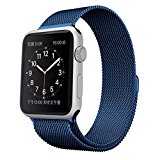 ISTYLE Apple Watch Band, Milanese Stainless Steel iWatch Band Replacement Apple Watch Strap with Powerful Magnetic Closure Clasp for Apple Smart Watch – 38mm Milanese Blue