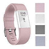 Charge 2 Elastomer Bracelet, Colors Sweat and Water Resistance Easy Cleaning Fitness Wristband, Fitbit Charge 2 Replacement Silicone Watchband Strap with A Surgical-Grade Stainless Steel Buckle