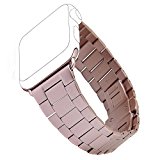 Apple Watch Band, No1seller Extreme Thin&Light Premium Stainless Steel Band Watchband Strap Bracelet with Butterfly Clasp for Apple Watch (Rose Gold, 38mm)