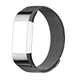 For Fitbit Charge 2 Bands, Milanese Loop Stainless Steel Bracelet Smart Watch Strap with Unique Magnet Lock for Fitbit Charge 2 Replacement Wristbands Large Small