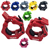 Greententljs 2 Inch Barbell Clamps Quick Release Pair of Locking 2″ Inch Pro ABS Locking Olympic Size Workout Professional Barbell Secure Snap Latch for 2-Inch Diameter Size Olympic Bars (Red,1 Pair)