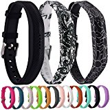 Huishang Flex 2 Accessory Bands for Fitbit Flex 2 / Fitbit flex2, With Chrome Claspor Soft Silicone Fitness Bracelet Strap ,Wrist Band Adjustable Repalcement (Black,Cape,Blackflower)