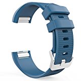 Fitbit Charge 2 Band, MoKo Soft Silicone Adjustable Replacement Sport Strap Band for 2016 Fitbit Charge 2 HR Heart Rate + Fitness Wristband, Wrist Length 5.70″-8.26″ (145mm-210mm), INDIGO