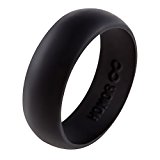 Silicone Wedding Ring by HonorGear, Premium Quality Medical Grade Wedding-Bands for Active Men, Athletes, Engineers, Electricians -183N Tensile Strength, Comfortable Fit & Skin Safe, Non-toxic, Antibacterial, Prevents de-gloving – Perfect Gift Idea! (Jet Black, 8)