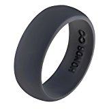 Silicone Wedding Ring by HonorGear, Premium Quality Medical Grade Wedding-Bands for Active Men, Athletes, Engineers, Electricians – Comfortable Fit, Non-toxic, Antibacterial (Graphite Grey, 12)