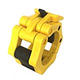 Greententljs 2 Inch Barbell Clamps Quick Release Pair of Locking 2″ Inch Pro ABS Locking Olympic Size Workout Professional Barbell Secure Snap Latch for Squat Weightlifting/Powerlifting (Yellow)