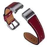Hotodeal Genuine Leather Bands for Fitbit Charge 2, Vintage Fashion Watch Strap, Retro Red …