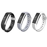 Fitbit Alta Bands,Greeninsync(TM) Laser Texture Fitbit Alta Accessory Replacement Bands Small Gray White Black W Metal Clasp Unique Design Fatener for Man Women Kids
