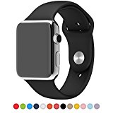 Apple Watch Band 42mm Black, iSTYLE TPU Strap Soft Silicone Replacement Sport Band for 42mm Apple Watch iWatch – 42MM TPU Large Black