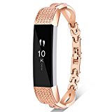 Fitbit Alta Wristband/Fitbit Alta Band/Fitbit Alta Bracelet/Fitbit Alta Replacement Band/Fitbit Alta Accessory, VOMA Design Stainless Steel Bangle(Rose gold)