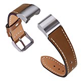 Hotodeal Genuine Leather Bands for Fitbit Charge 2, Vintage Fashion Watch Strap, Elegant Brown (Large)