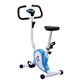 Goplus Upright Exercise Bike Stationary Cycling Fitness Cardio Aerobic Equipment (White + Blue)