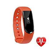 Smart Watch LETSCOM Fitness Activity Tracker with Heart Rate Monitor Bluetooth 4.0 and Waterproof Pedometer Bracelet with Call/MSM Reminder, OLED Touch Screen for Android and IOS, Orange