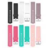 Fitbit Charge 2 Band, Hanlesi TPU Soft Silicone Adjustable Replacement Sport Strap Band for Fitbit Charge 2 Smartwatch Heart Rate Fitness Wristband (6 PCS Style 1, 5.1Inch-6.9Inch)