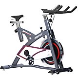 Merax Pro Fitness Indoor Cycle Trainer– 49 pound flywheel (Grey and White, 49-pound Flywheel)