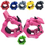 Greententljs 2 Inch Barbell Clamps Quick Release Pair of Locking 2″ Inch Pro ABS Locking Olympic Size Workout Professional Barbell Secure Snap Latch for Squat Weightlifting/Powerlifting (Pink)