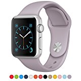 Apple Watch Band 38mm, iSTYLE 38mm iWatch TPU Strap Soft Silicone Replacement Sport Band for Apple Watch iWatch – 38MM TPU Large Lavender