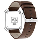 Henoda 23mm Genuine Leather Bands Bracelet Strap for Fitbit Blaze Smart Fitness Watch (Taupe (Retro Style), L/G Size)