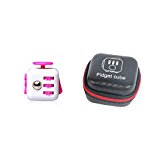 Fidget toy Cube Relieves Stress And Anxiety for Children and Adults (White/Pink)