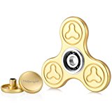Hompie 360 Degree Rotation Zinc Alloy FIDGET Tri Spinner Hand Toy Kit with Ultra Durable High Speed 1-2 Min for Relieving ADHD, Anxiety, Boredom Spins -Yellow Gold