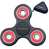 Tri-Spinner Fidget Toy 3D Printing Ceramic with Premium Quality EDC Focus Toy for Kids & Adults (Black&Red)
