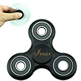 JINSEY 4-Mins Tri-Spinner Fidget Toys, [3D Figit] Ultra Fast Bearings Finger Spinners Good for ADHD EDC Hand Killing Time, The Longest Spin Time Spinner Toy(Black)